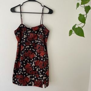 ZARA Dragon Print Slip Mini Dress